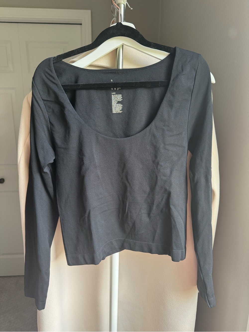 a new day Black Long-Sleeve Scoop Neck Top
